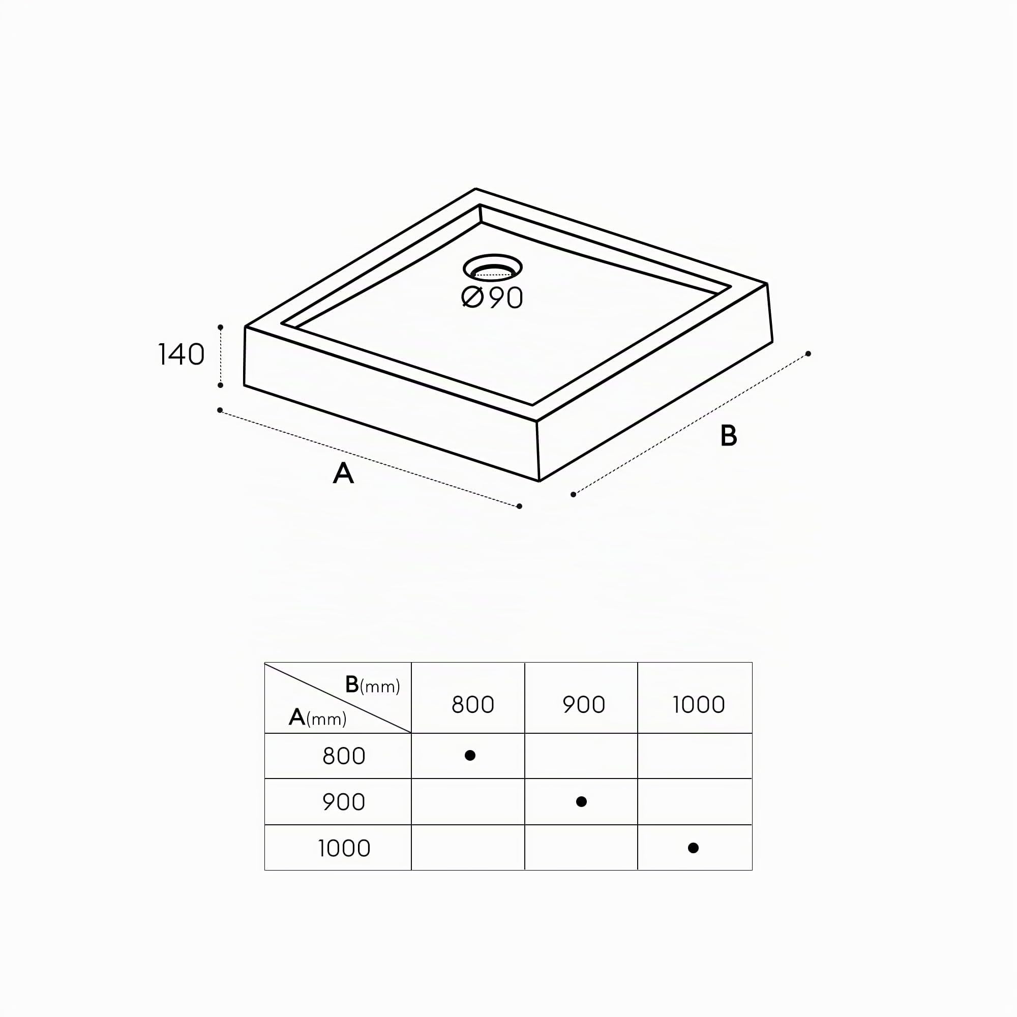 doporro Piatto Doccia 80x80x14cm in Acrilico Faro1W, Forma: Quadrato, Bianco