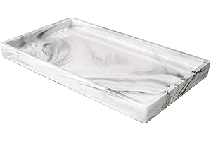 White Marble Organizer Tray - Ceramic Countertop Vanity Tray