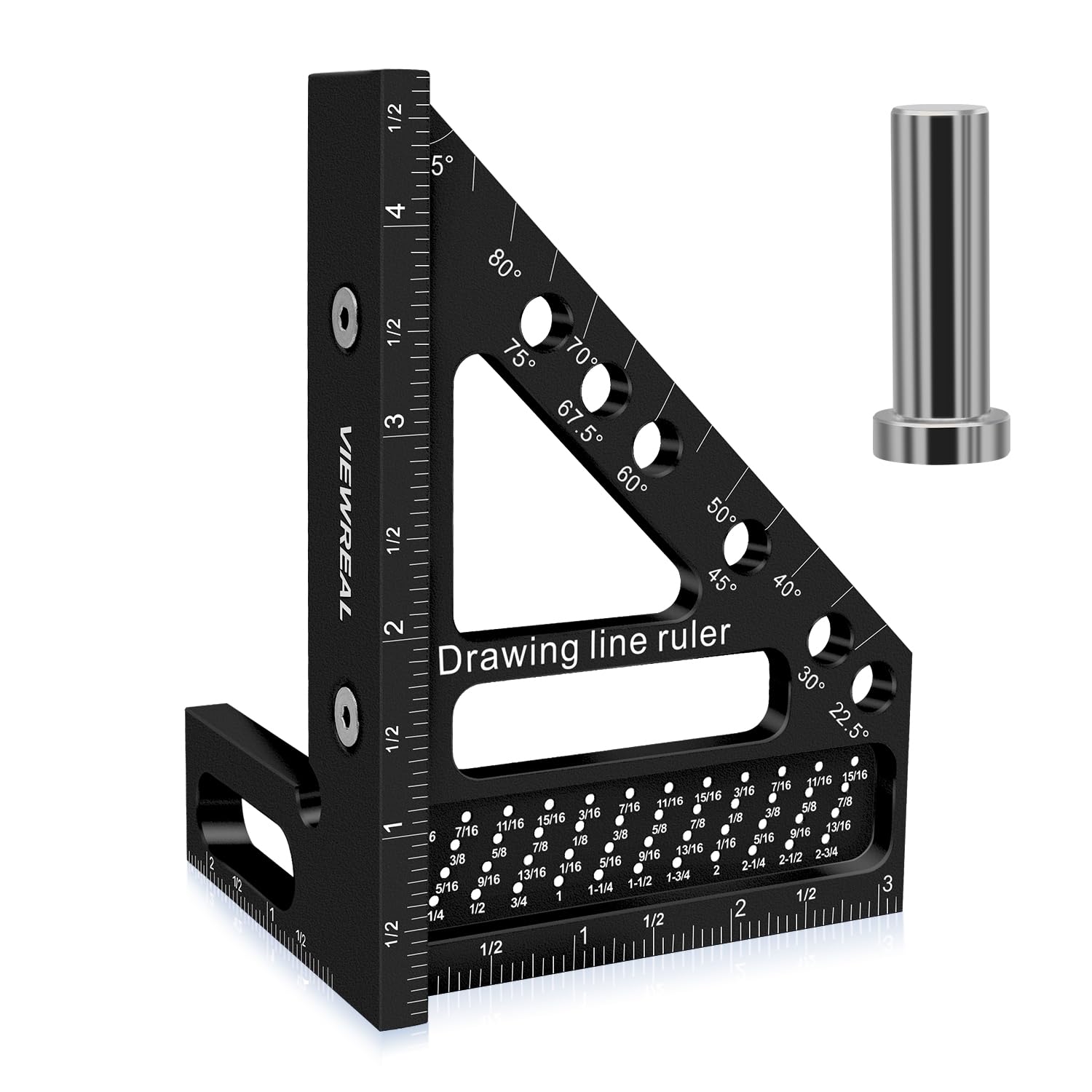 Precision Multi-Angle Carpenter's Square - Versatile Aluminum Woodworking Tool with Laser-Etched Markings for Engineering & Construction