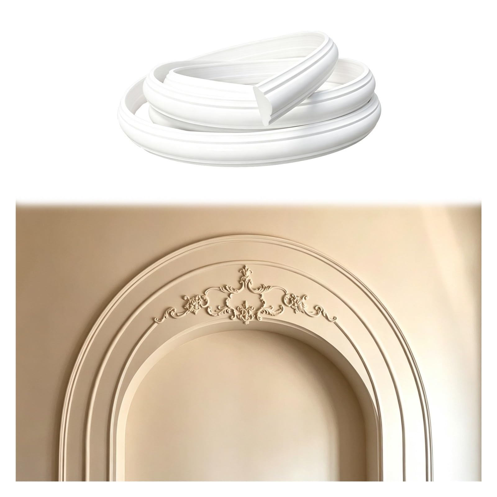 Kit Arco Puerta Molduras Flexibles para De Puertas Arqueadas Y Bordes De Espejos | PVC Resistente Y Flexible (se Puede Retorcer Libremente); Material Resistente Al Agua Y Al Desgarro, Sin Arrugas Y Apto Para