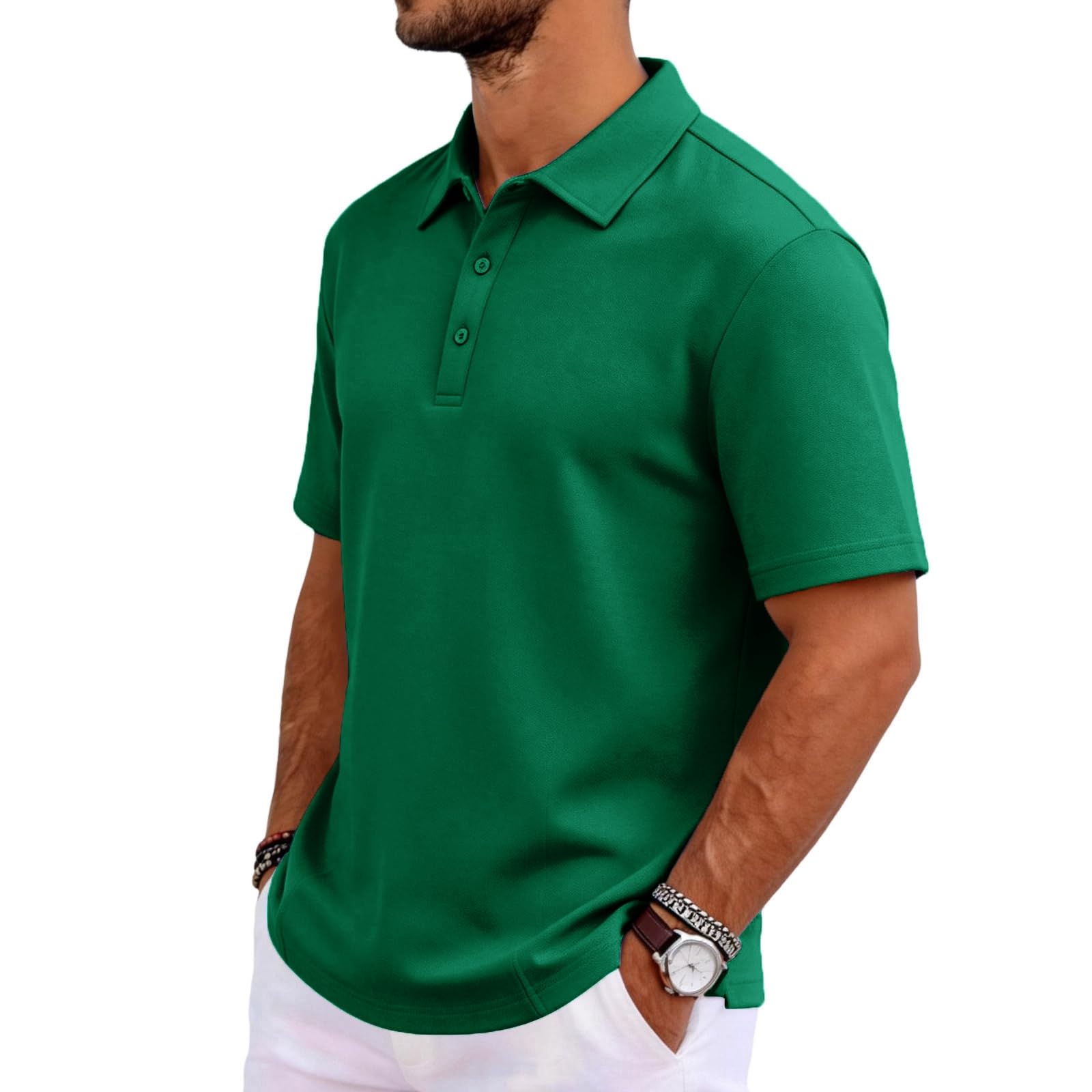 MOKBAY Men's Summer Polo Shirt Clothing Summer Buttons Breathable Polo Shirt Short Sleeve Golf Fashion Korean Collar Slim Fit T-Shirt - 2