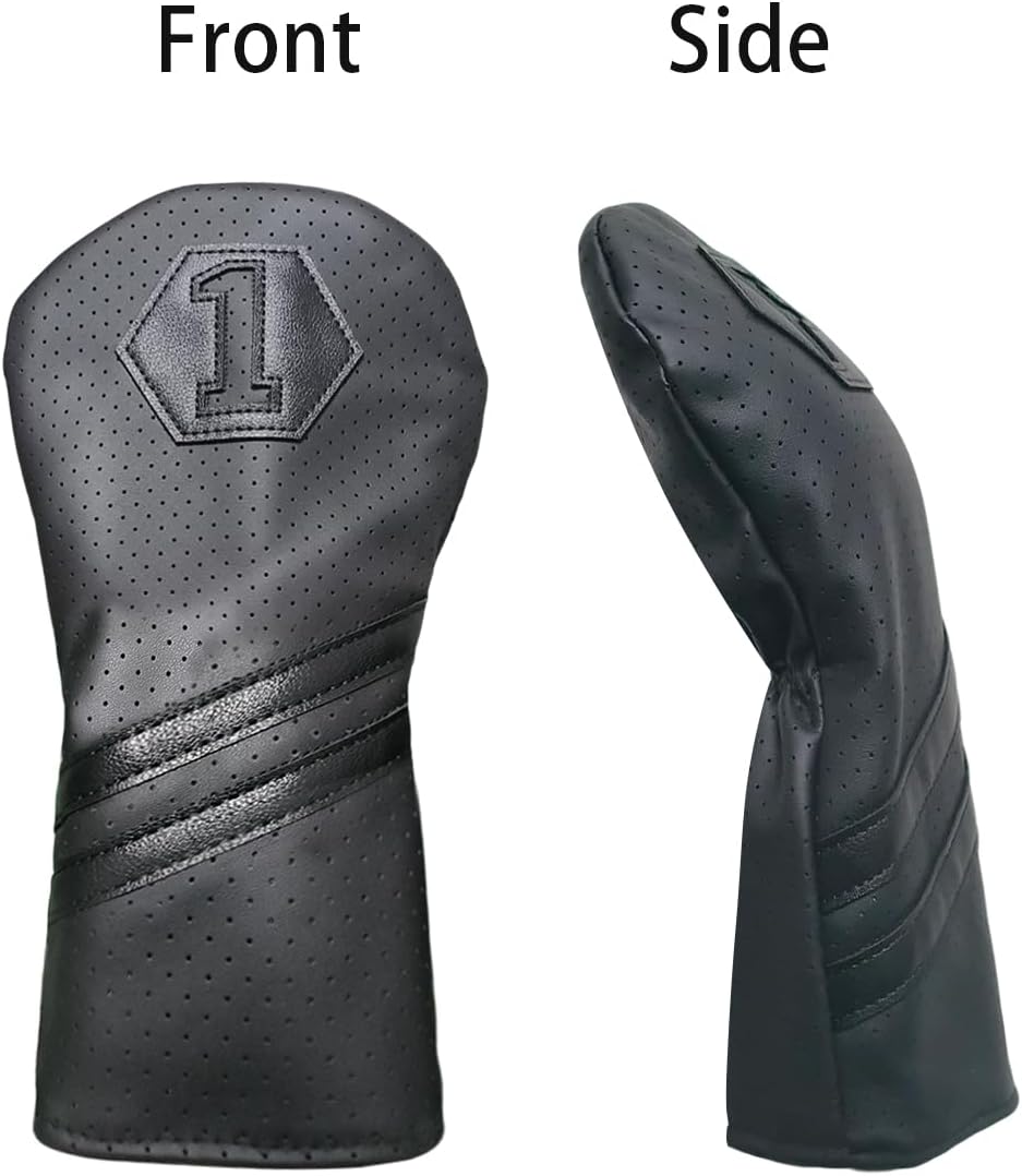 Scott Edward 1/3 Pcs Golf Club Covers, PU Big Number 1 3 5 Golf Headcovers for Driver Fairway and Hybrid Wood Fit Most Brand, Black White Green
