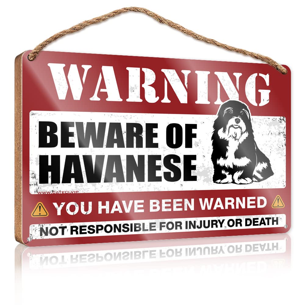 DTHA Hanging Decor Wood Beware Of Havanese Wooden Sign Vintage Decor Room Decor For Men(15X28CM)