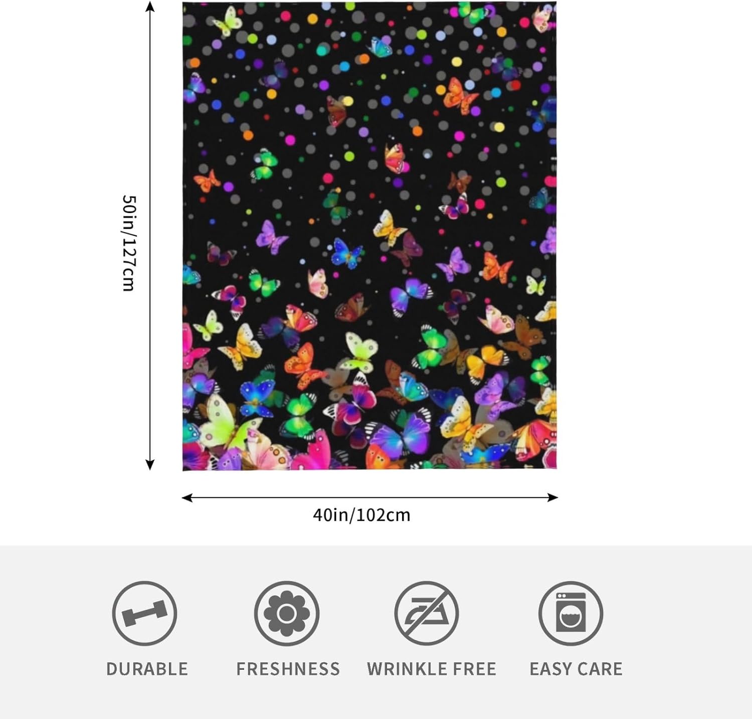 Starry Butterfly Fleece Throw Blanket Super Soft Flannel Cozy Washable Lightweight Fuzzy Blanket for Couch Sofa Bed Office Travel Camping Warm Plush Blankets for All Season (50"x40")