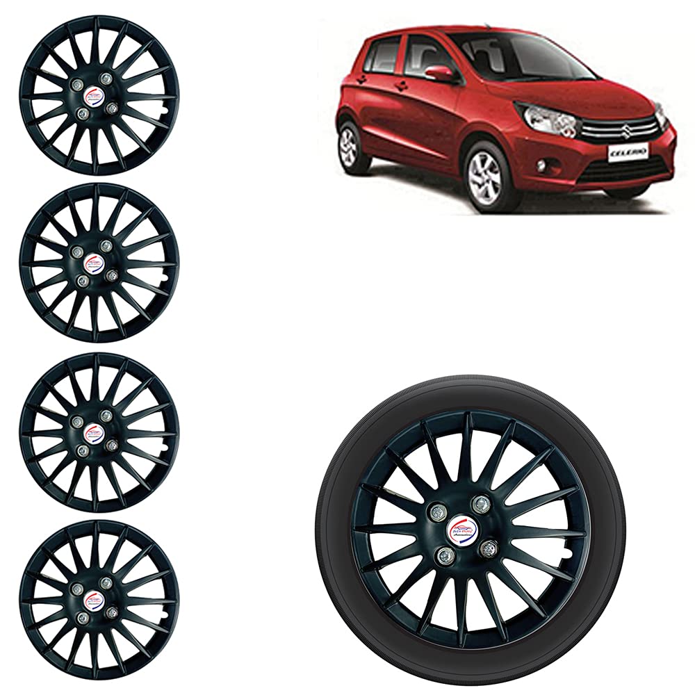 Auto Pearl -Car Full Black Wheel Cover Caps 14" Press Type Fitting - Celerio VXI-image-40