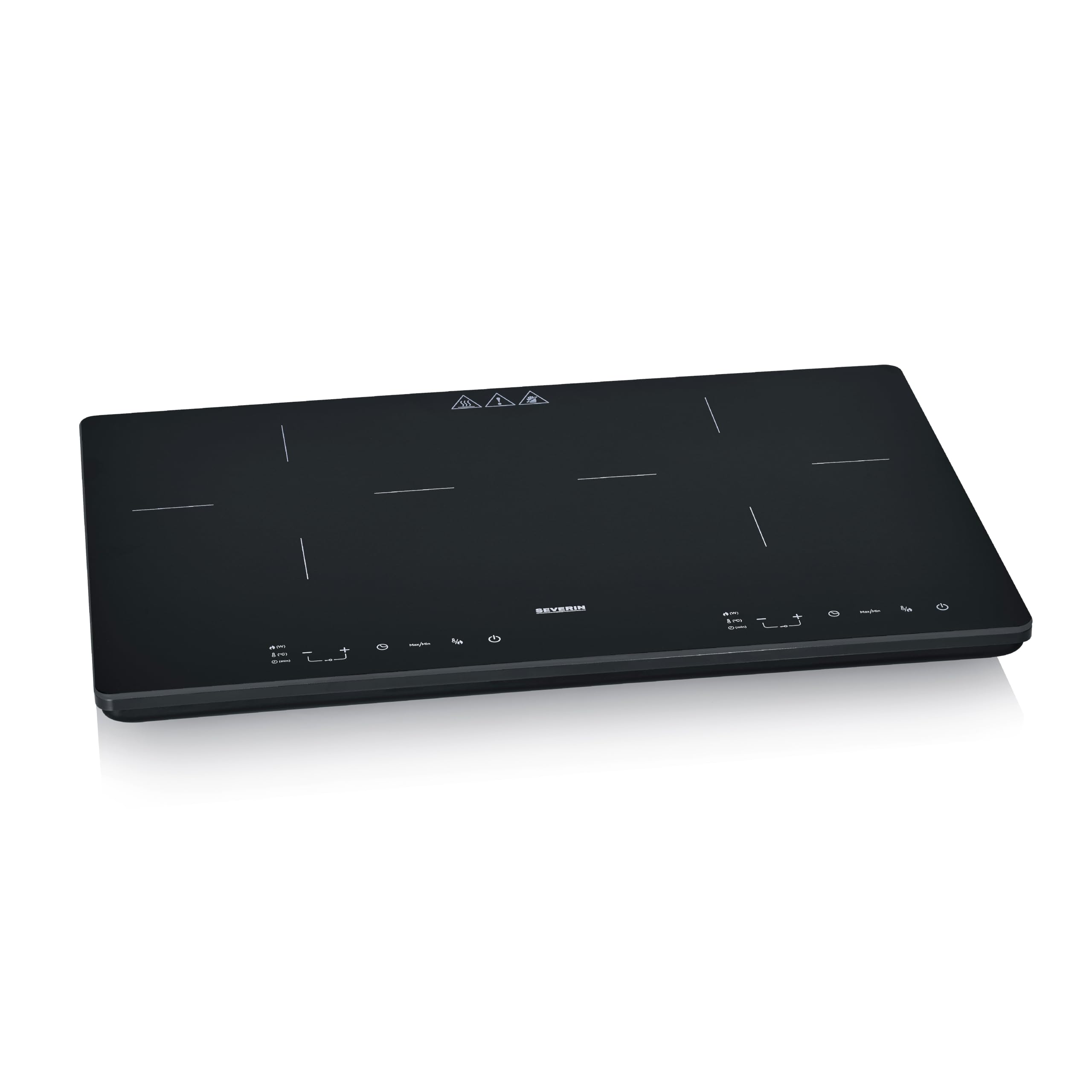 Severin Doppel-Induktionskochplatte 2 Platten, kratzfeste Glaskeramik-Kochfelder, matt, 10 Leistungsstufen, Touch-Display, Timerfunktion, automatische Abschaltung, 3.400W, schwarz, Glas, DK 1033