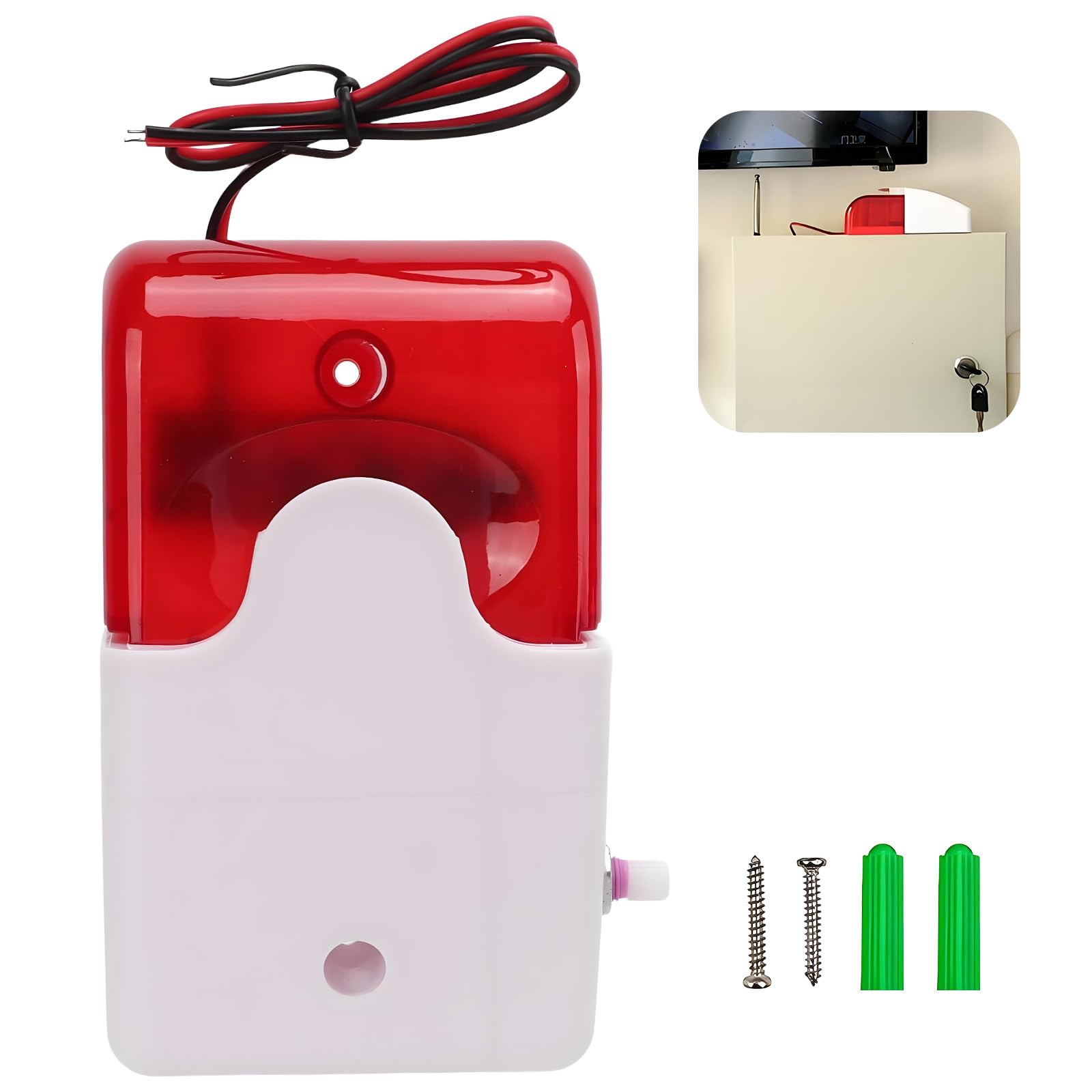 Safety Warning Light with Sound Alarm and Flashing Red Light, 110 dB Siren, 150 Times/Min Flashing, Adjustable Volume, Impact Resistant, Outdoor (220V)