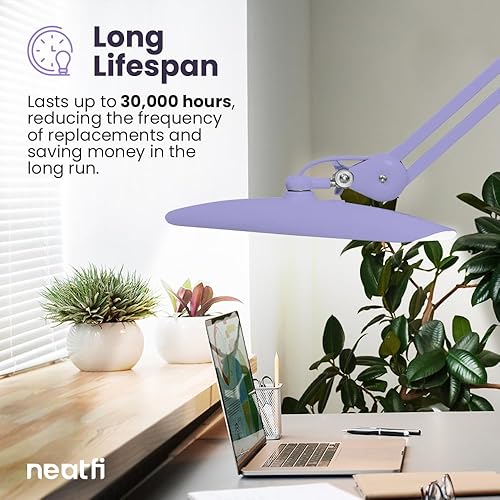 Miniatura 4 de Neatfi - Lámpara de trabajo LED extragrande de 2200 lúmenes, lámpara superbrillante de 24 W, 117 LED SMD, brillo de 4 niveles, para hogar, oficina,
