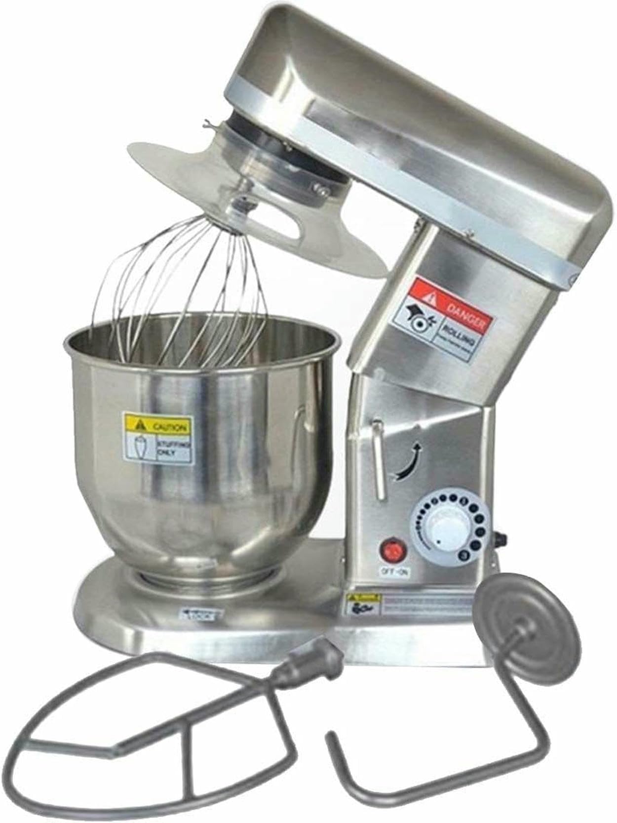 Pascretore Professionale Blender, 300W/500W Saggela di Pane A Basso Rumore, con Ciotola in Acciaio Inossidabile 5L/7L/10L, Gancio, Frusta, Protezione da Splash 3 velocità, 10 L