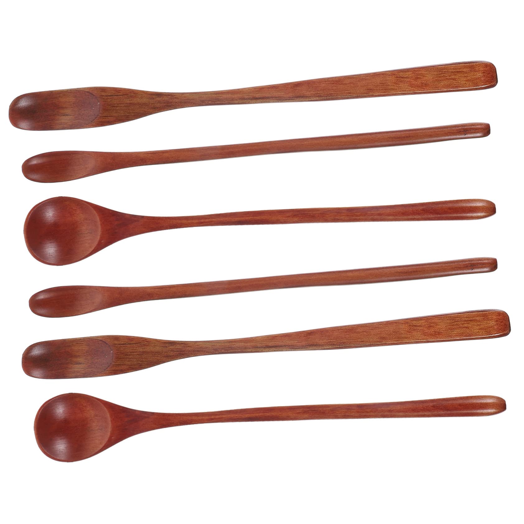 CIYODO Long Handle Wooden Coffee Spoons 6pcs Honey Stirrer for Coffee Bar Desserts