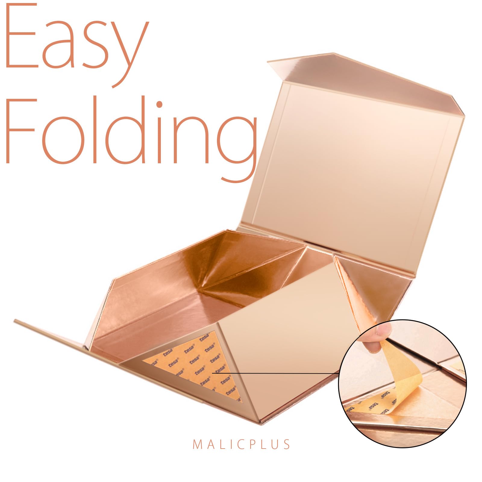 MALICPLUS 6 Geschenkboxen mit Deckel, 22,9 x 22,9 x 8,6 cm, rotgoldene Brautjungfer-Antragsboxen mit Magnetverschluss für alle Anlässe (glänzendes Roségold)