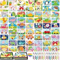 119 Pcs Sand Art Kits Color Sand Pictures Peel and Stick 12 Color Kit 63 Pcs Painting Board 4 Painting Tray 4 Brush 48 Art Bottles for Arts and Crafts, DIY Drawing