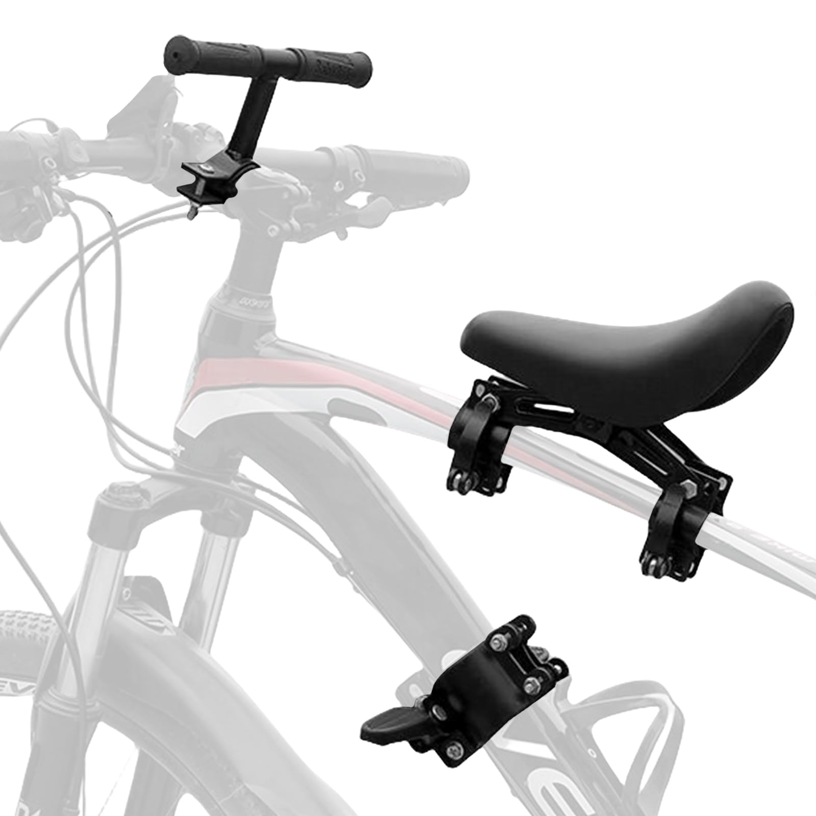 PORFOYO Fahrradsitz Kinder Vorne - Mountainbike Kindersitz Vorne, Kindersitz Fahrrad Vorne mit Pedal un Lenker, Kindersitz Fahrrad Stange Vorne, Tragbar Kinder Fahrradsitz Vorne von 2–5 Jahren