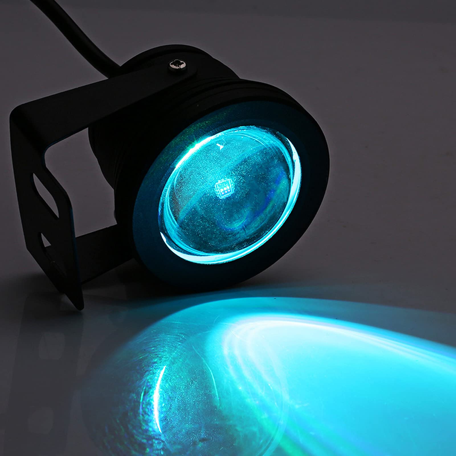 LED-Projektor, Marinelicht, Lampe wasserdicht, mit Fernbedienung, für Boot, Yacht, 10 W, 12 V, RGB LED (schwarze Hülle)