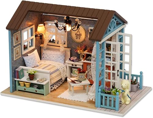 TuKIIE Kit de casa de muñecas en miniatura, escala 124, accesorios de madera para casa de muñecas con muebles para niños, adolescentes y adultos