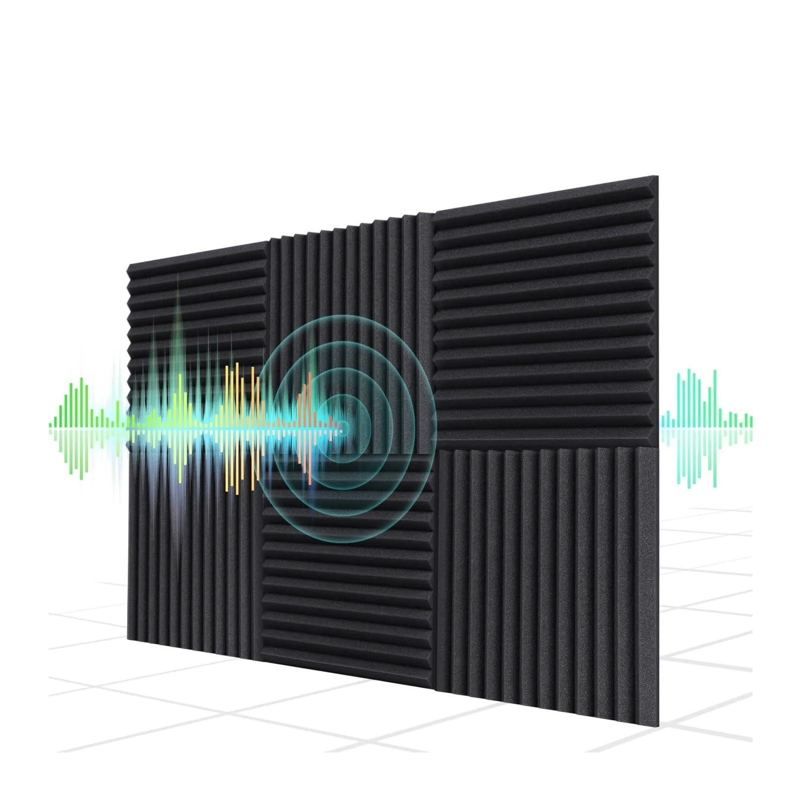 Paneles Acusticos 12Pc Acoustic Foam Sound Insulation Panels for KTV Bar Soundproofing Studio Wedges Proofing Multiple Color 300x300x25mm(Grey)