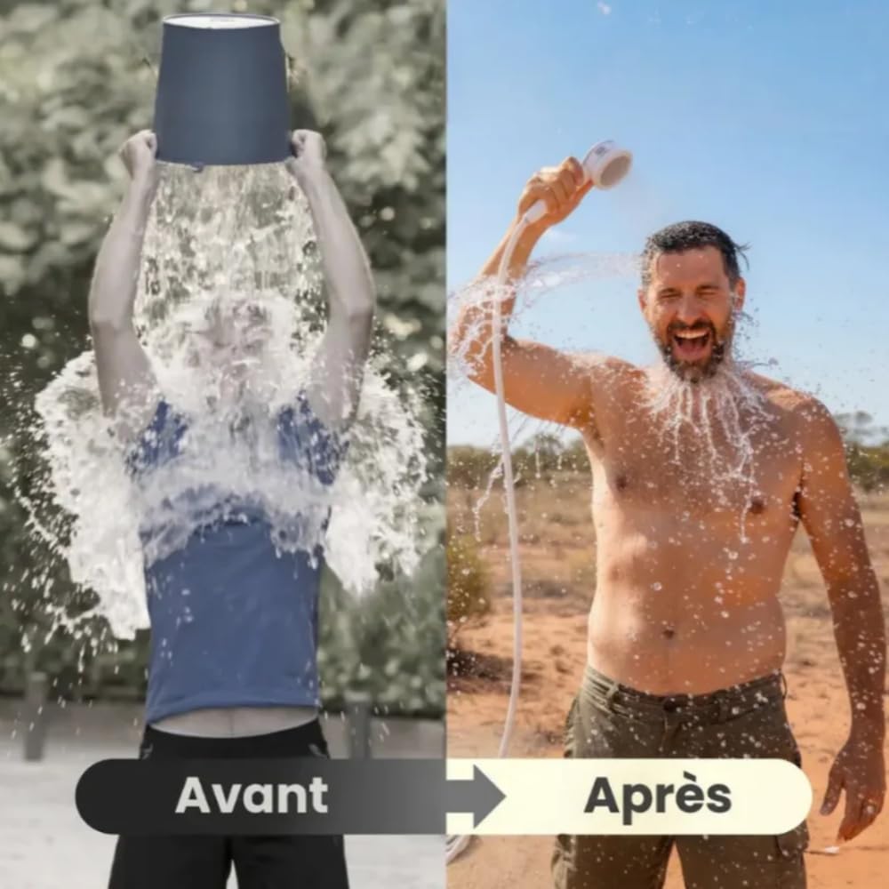 cozidia Douche de camping mobile avec pompe à eau rechargeable, pommeau de douche portable léger pour camping, randonnée, plage, entretien jardin et lavage voiture