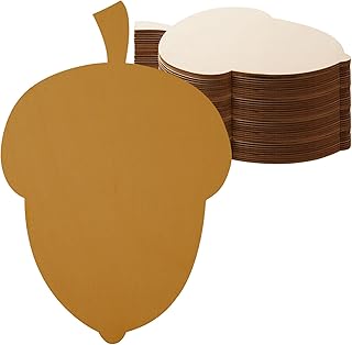 12 Pcs Wooden Acorn Cutouts - Unfinished Wooden Acorn Shape Cutouts - Blank Wood Slices - Thanksgiving Signs & Ornaments for DIY Door Hanger Craft & Autumn Party Home Decorations, 11.81 x 8.27 Inch