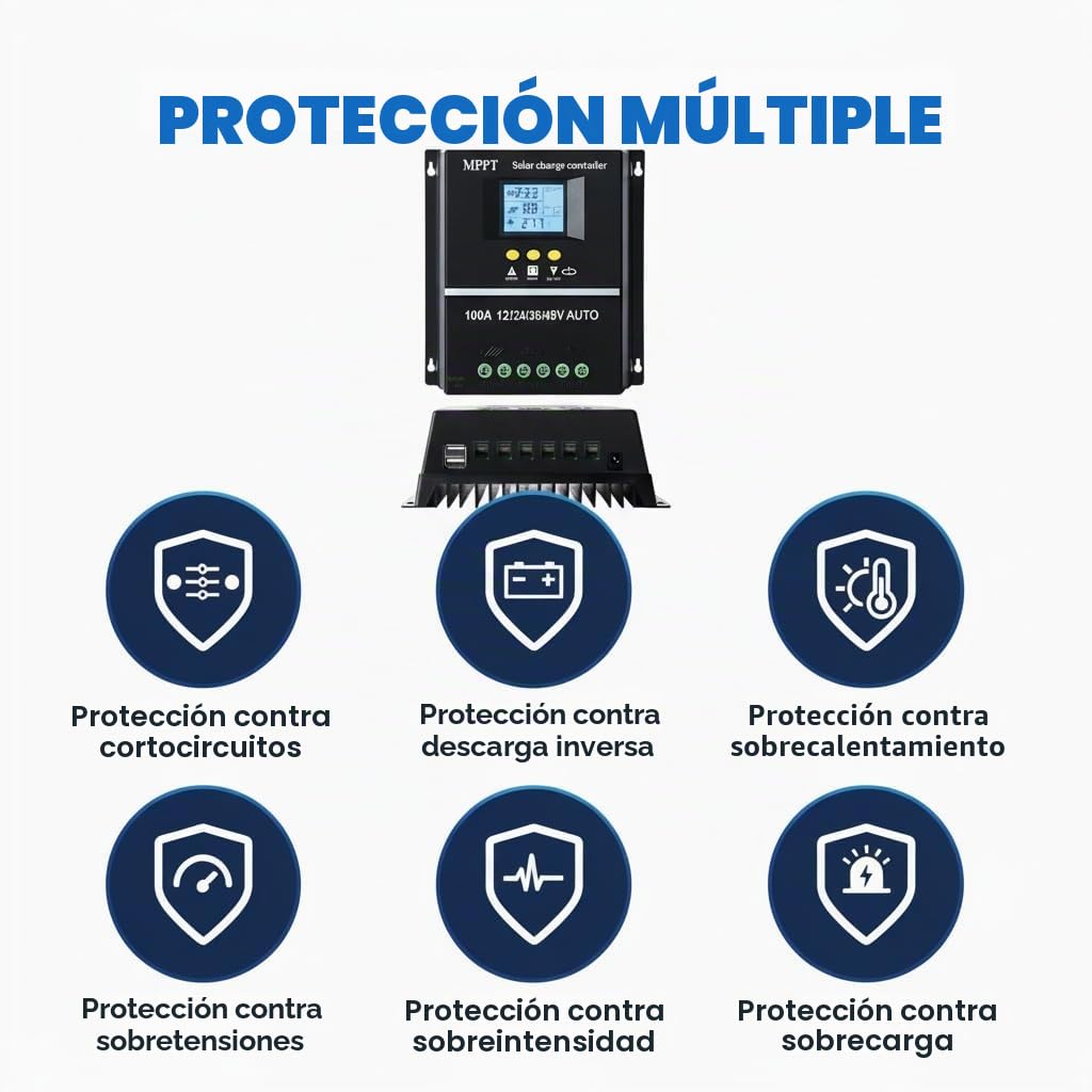Regulador solar de 100 A, voltaje inteligente, automático, 12 V, 24 V, 48 V, voltaje de entrada, controlador de carga solar, sistema solar