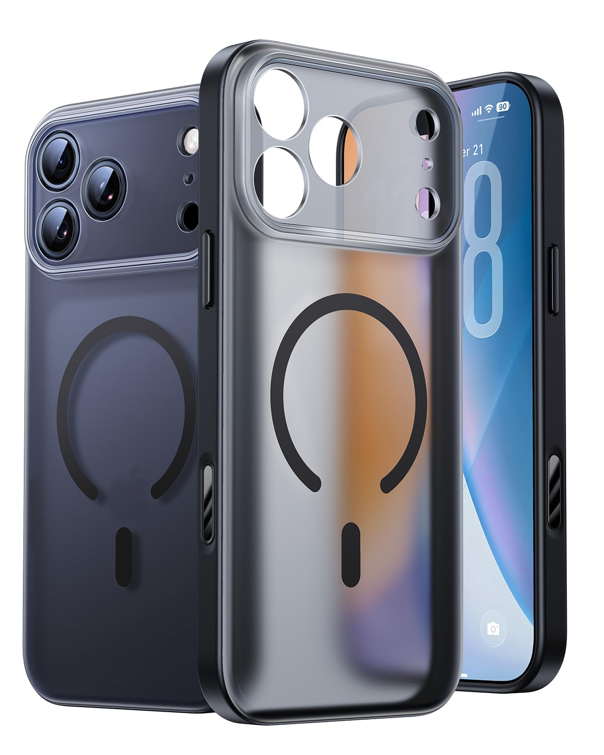 KIMMOO MagX für iPhone 17 Pro Hülle für MagSafe (Starke Magnetkraft) Militärstandard Kamera-Allschutz Handyhülle iPhone 17 Pro Case Stoßfest Kratzfest Mattierte Transluzente Cover, Matt Schwarz