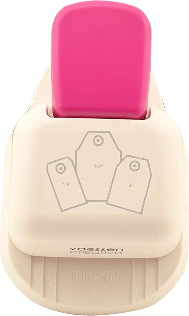Vaessen Creative 21494-001 Craft Paper, 3-in-1 Squared Tag Punch, 3 Different Sizes, for DIY Projects, Scrapbooking, Card Making and More, Multi-Colour, 9.5 x 14.5 x 6 cm