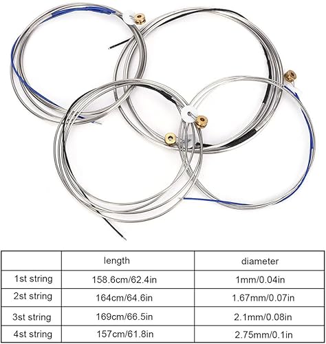 Miniatura 7 de Cuerda de contrabajo, cuerdas de bajo de acero, accesorios profesionales de instrumentos musicales para bajo