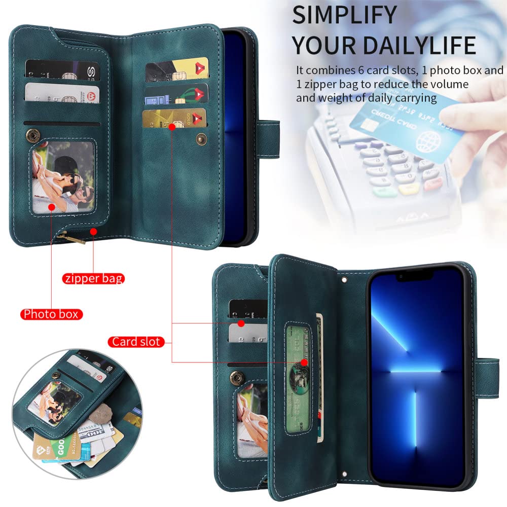Custodia in Pelle con Cerniera per iPhone 14 13 12 Mini 11 Pro XS Max XR X 7 8 6 6s Plus SE 2020 2022 Flip Card Slot Magnetico Cover con Cordino,Viola,Per iPhone XR