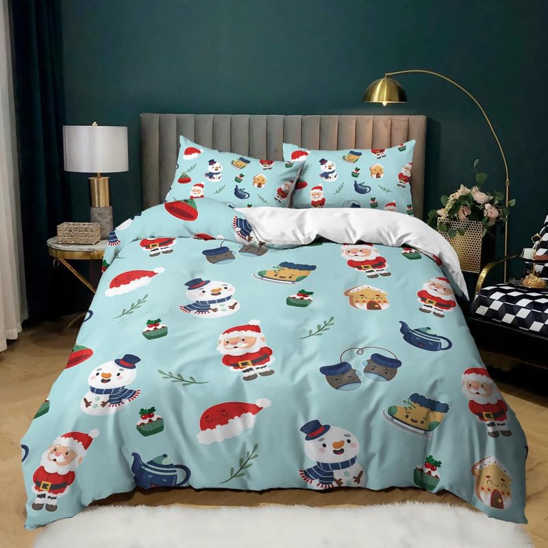 Parure de lit 220x240 Noël bonhomme de neige pour une ambiance de chambre festive