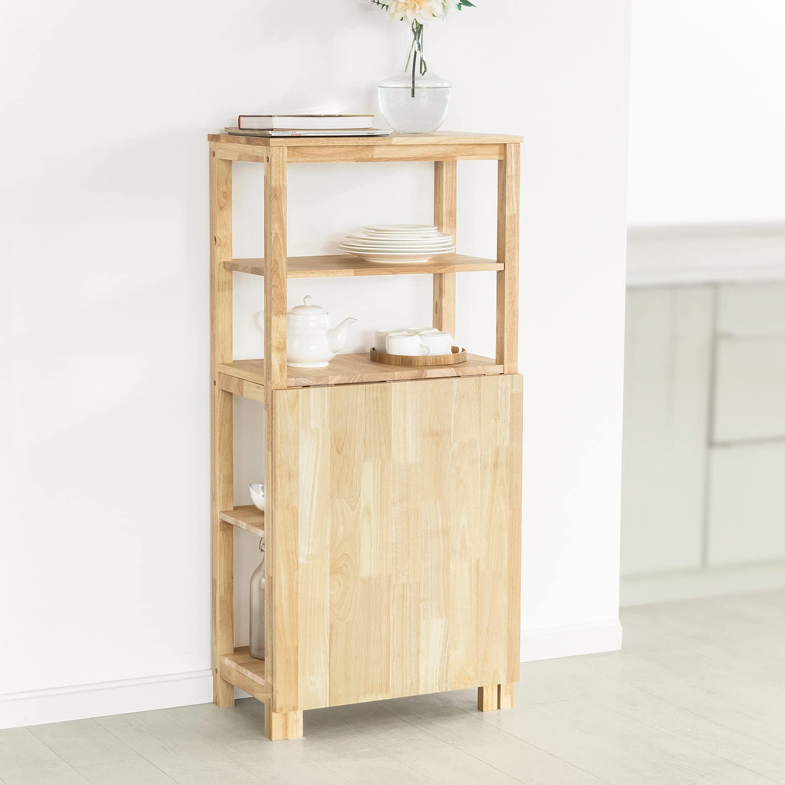 SoBuy Klappbarer Esszimmertisch mit 4-stufigem Seitenregal, 98x126x60cm