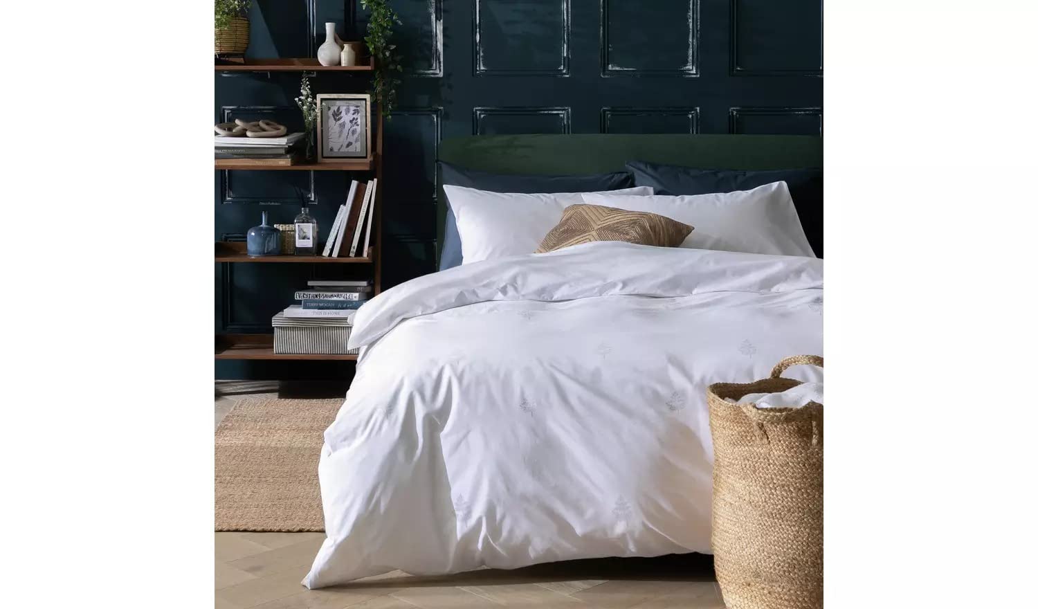 Cotton Embroidered Leaf Bedding Set Fresh Looks And Cool Comfort A Subtle Textured Botanical Repeat Pattern - Single - White