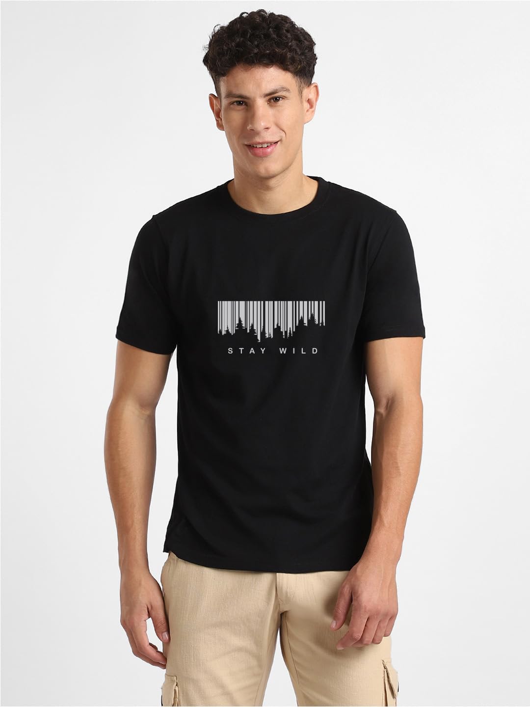 NOBERO Camiseta de algodón con estampado gráfico para hombre, ajuste regular