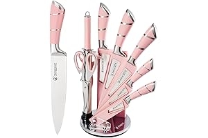 Retrosohoo 9-Piece Retro Pink Sharp Non-Stick Kitchen Knife Set