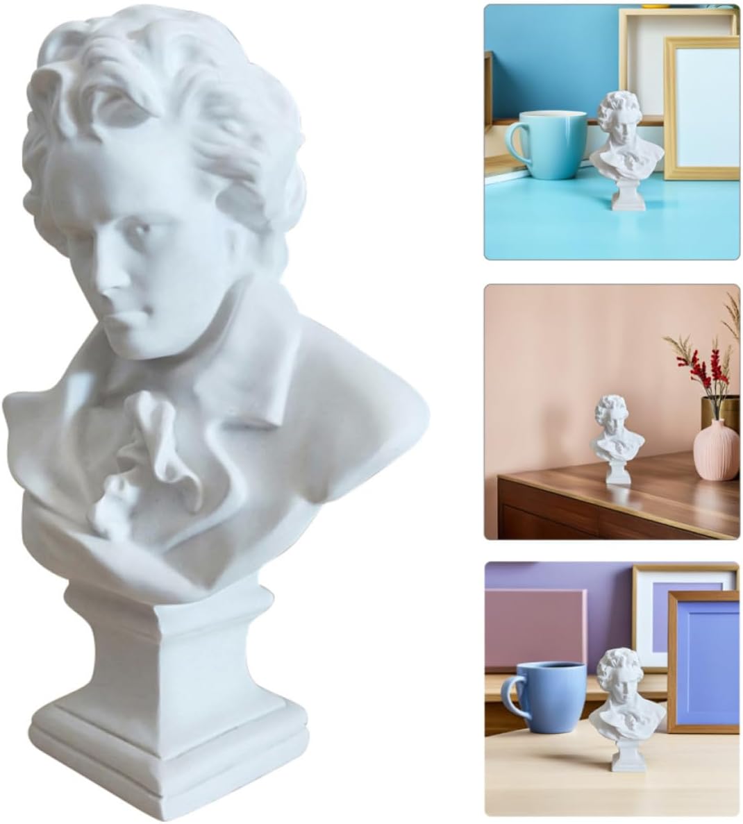 Healifty Style Classical Bust European Sculpture White Resin Home Decor