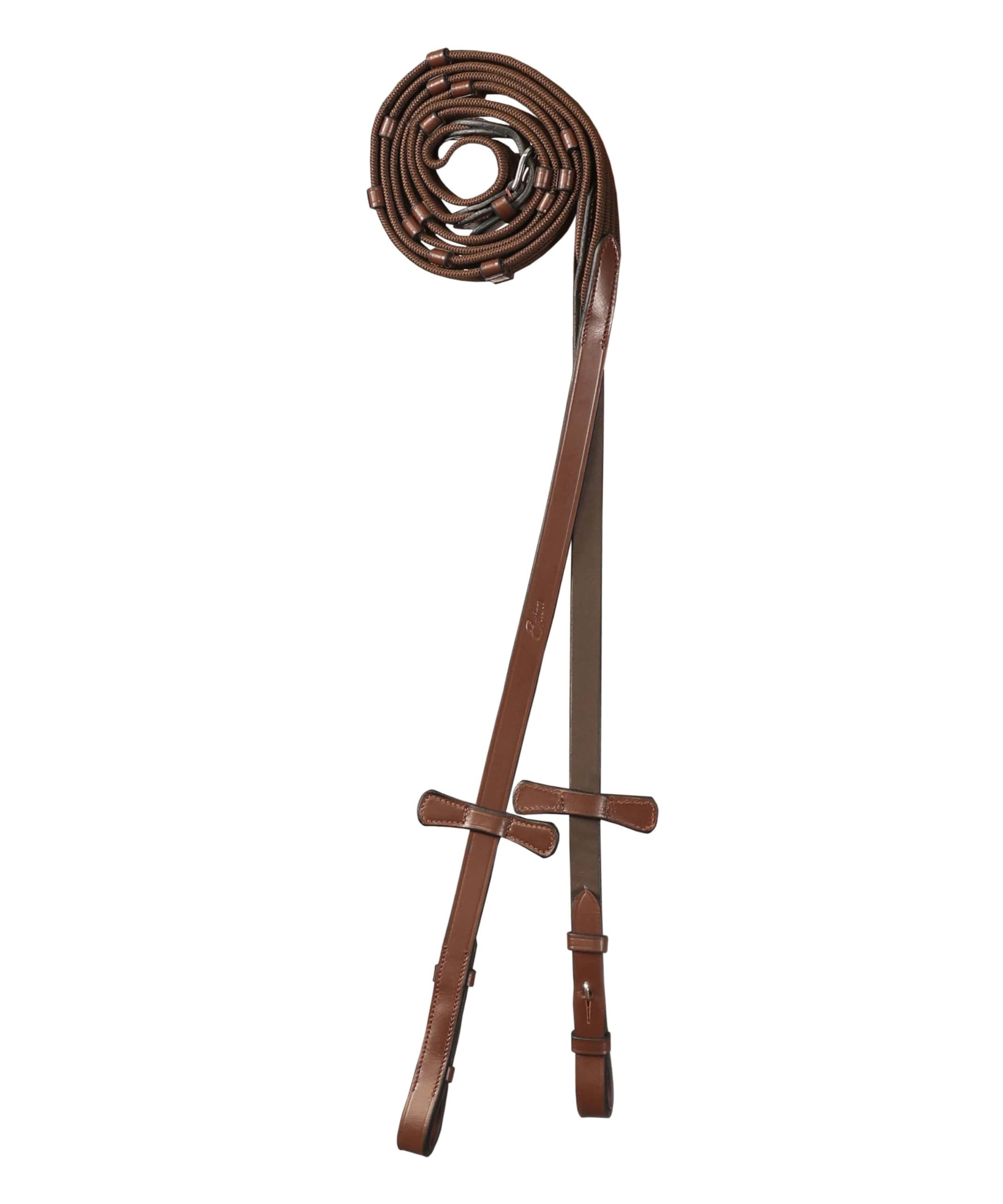 ExionPro Web Reins with Hand Stops and Martingale Stoppers - English Reins for Horse Bridles | Size Options: Full, Cob, Over, Pony | Color Options: Brown, Black, Oak Brown