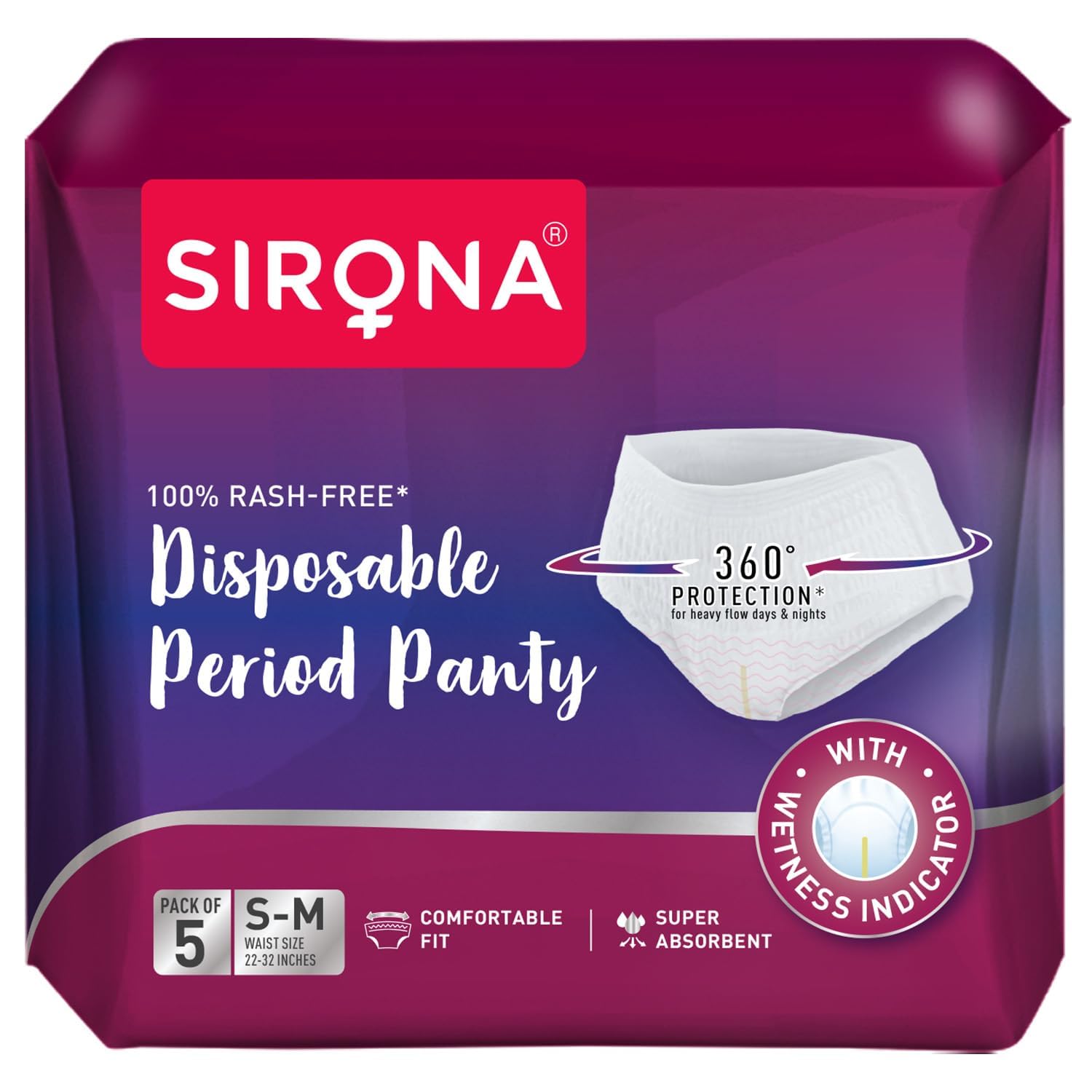 Sirona Disposable Period Panties for Women | S – M | 360° Sanitary Protection for Regular Flow | No Leakage, Rashes, or Discomfort | Maternity Panties with High Absorbency