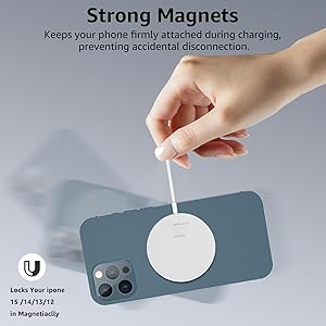 TOZO 2025 Upgraded W6 Wireless Magnetic Charger, 15W Max Fast Wireless Charging Pad Compatible with iPhone 16/16 Plus/16 Pro Max /15/14/13/SE/12 Series, Samsung Galaxy S24/S23/S22 Series