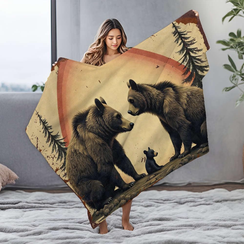 Couverture en flanelle 150x200 cm personnalisée avec image d'ours pour lit