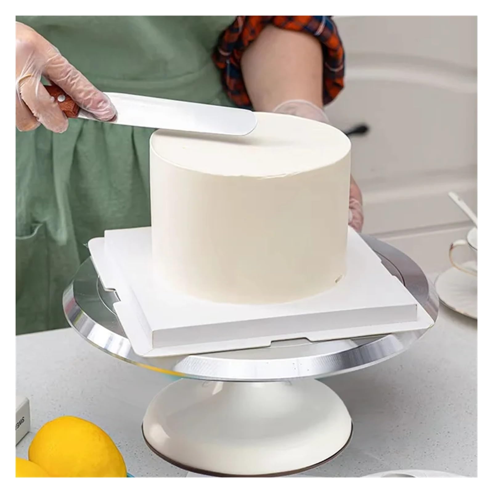 Piatto Girevole per Torte Piatto Girevole for la Preparazione di Torte, 12 Pollici, in Lega Alluminio, Rotazione Stabile, teglia Rimovibile e Facile da Pulire per Decorare Torte