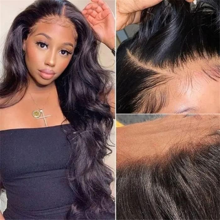 5x5 HD Lace Closure Wigs Human Hair Body Wave 5x5 Transparent Lace Closure Wig for Women Pre Plucked with Baby Hair Human Hair Lace Front Wig Soft and Smooth Natural Color 22 Inch Black 5x5 lace front wig 22 Inch