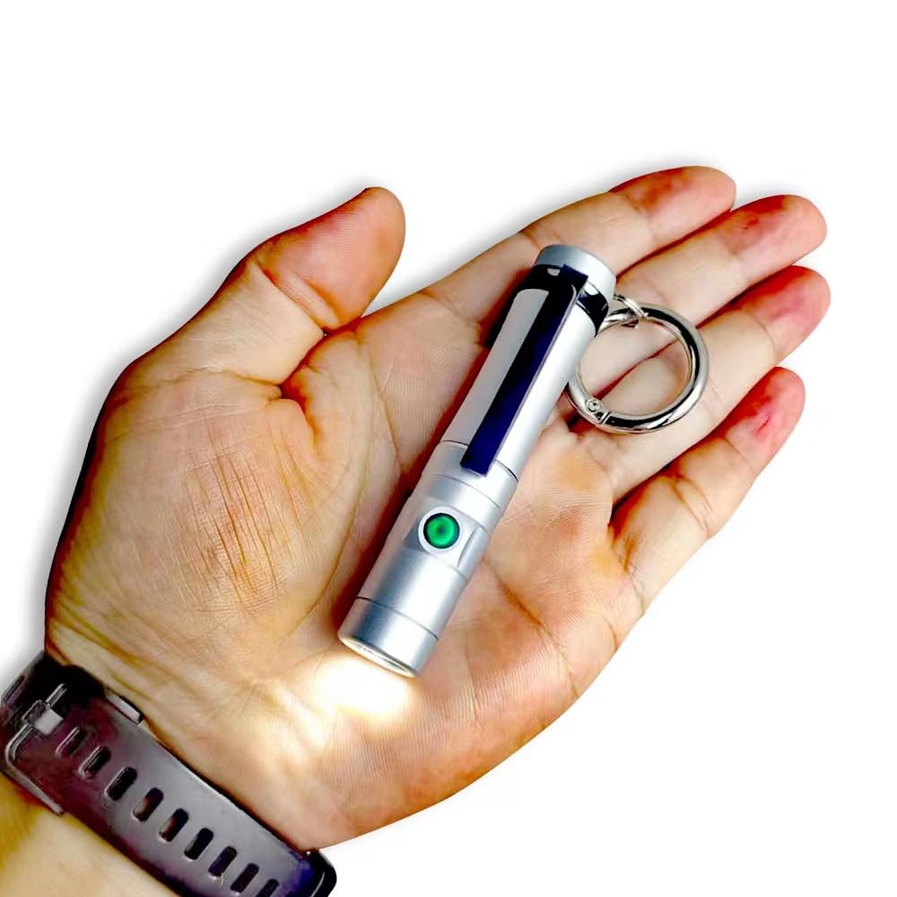Nitefox Mini Rechargeable Keychain Flashlight USB C Bright Key Light Portable Pocket Flashlight for EDC,Dog Walking, Hiking,Camping,Emergency(Silver)