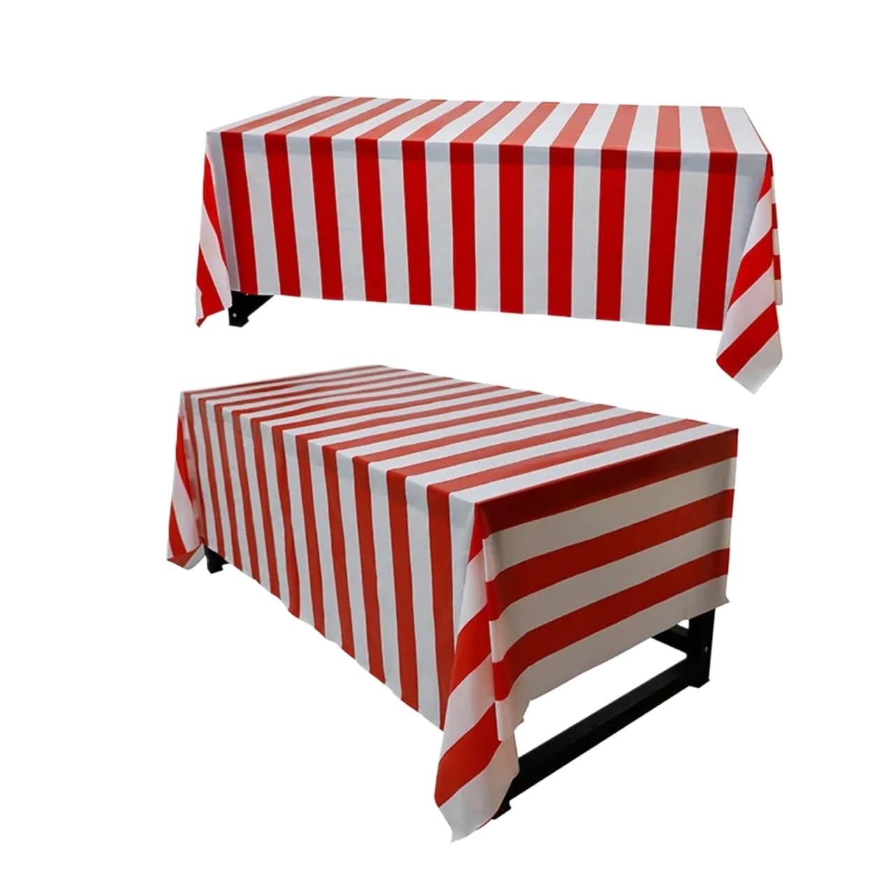 FonHNDG Striped Tablecloth Christmas Red White Striped Disposable Tablecloth Holiday Party Table Setting Photo Circus Props Room Xmas Decor 137 * 274cm