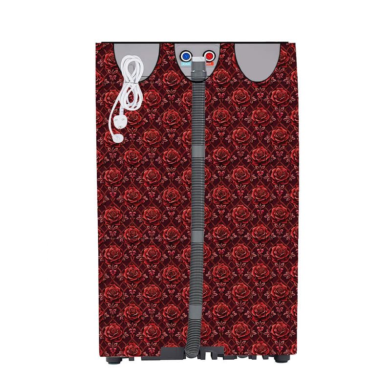 Image of Fully Automatic Top Load Washing Machine Cover Suitable For Samsung, Lg, Godrej, Whirlpool 6.5Kg, 7Kg, 7.5Kg, 8Kg, 9Kg, 10Kg, 11Kg ( 58Dx60Wx94H ), Waterproof Cover, Lal Gulab.