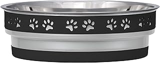 Loving Pets Corsa Dog Bowls- Stainless Steel Dog & Cat Bowls - Spill Proof Dog Food Bowl, Cat Bowl, Puppy Essentials & Pet Supplies Great for Home & Travel (Small 10-20 lbs, Stealth Black)