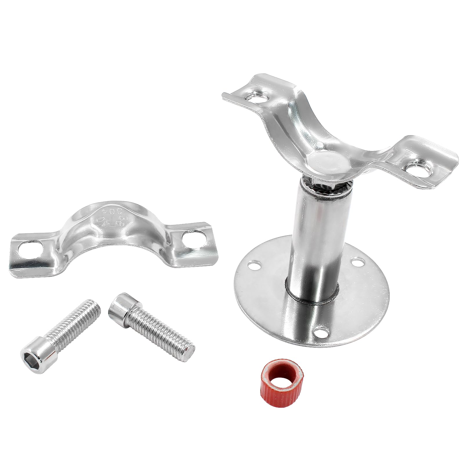 2 Stück Edelstahl Rohrstützen – Verstellbar 50–100 Mm, Für Rohre Ø 19–23 Mm, Mit Schrauben & Dübeln