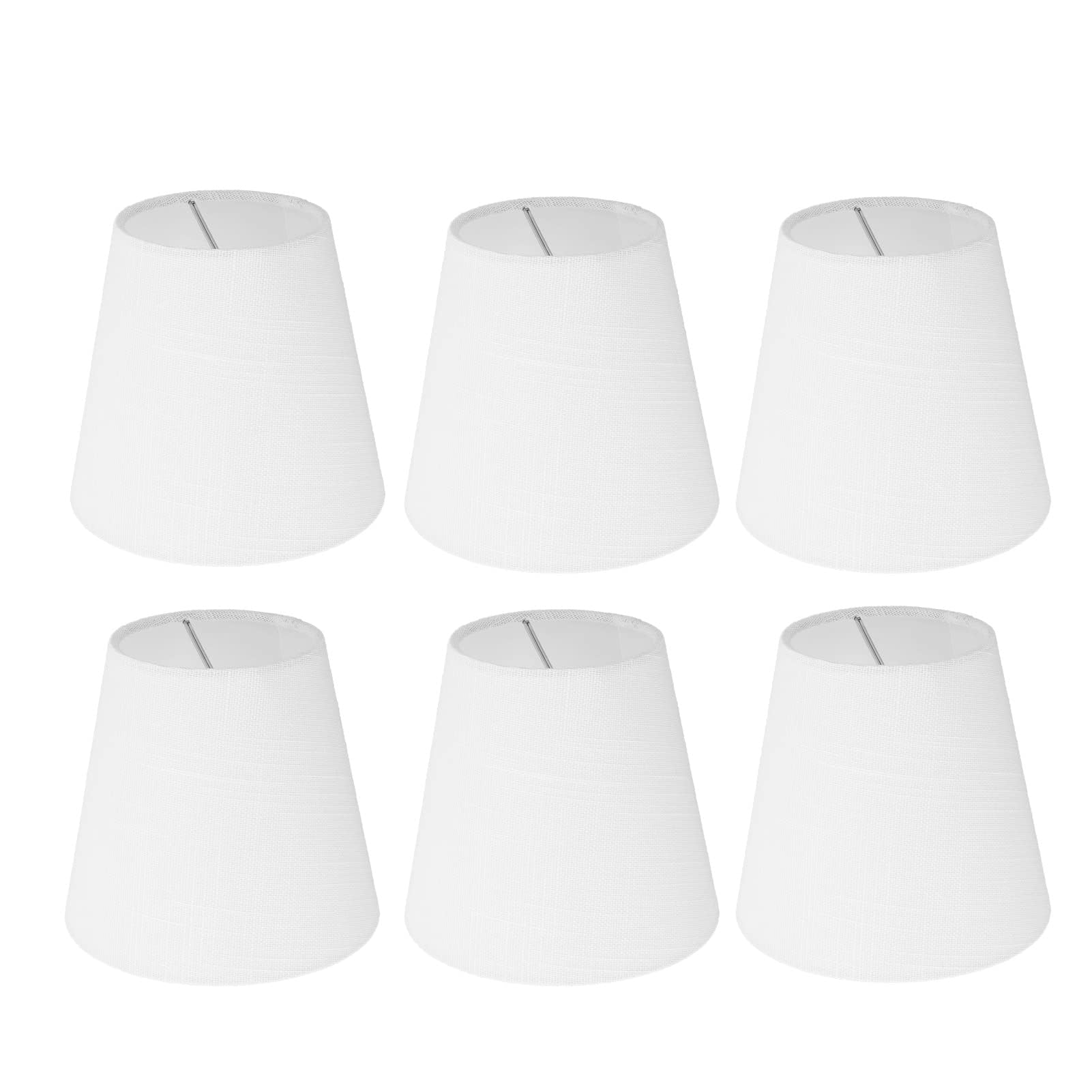 Modern Barrel Lamp Shades Set of 6, White Lampshade Clip on Lamp Shade Replacement Fabric Lampshades for Chandeliers, 3.7x5.1x5.5 Inch