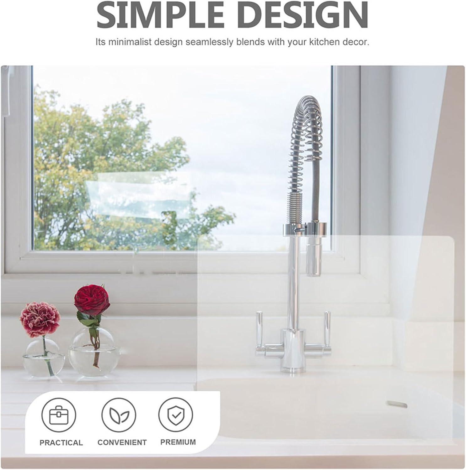 2pcs Kitchen Sink Splash Guard - Clear Acrylic Countertop Splash Guard - Water Blocking Plate for Preventing Spills Home Sink 16 X 8 X 2 Inch