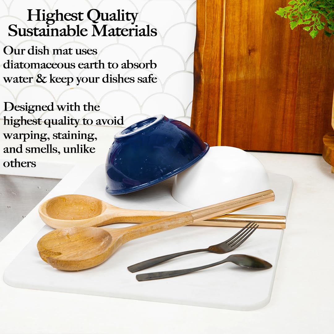 Vymacian Stone Dish Drying Mat, Stone Drying Mat For Kitchen Counter, Diatomaceous Earth Dish Drying Mat, Drying Stone For Kitchen Counter (16� x 12�)