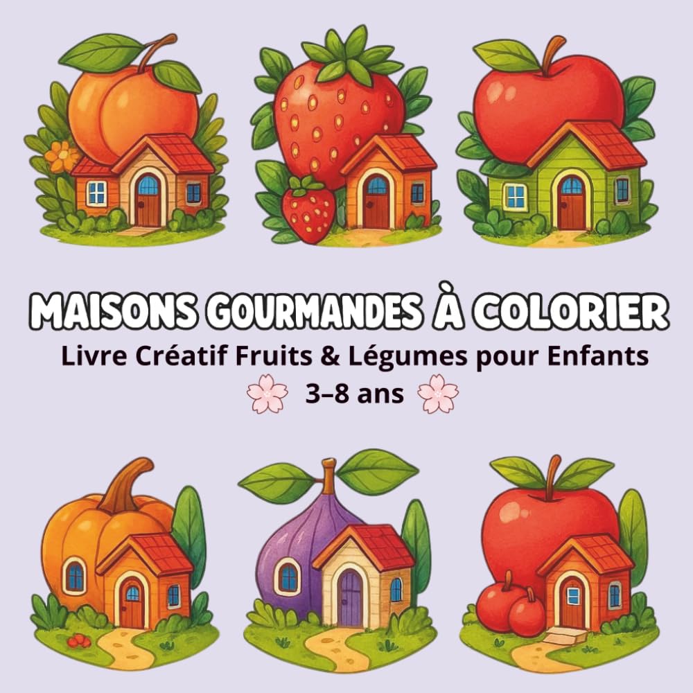 Maisons Gourmandes à Colorier – Livre Créatif Fruits & Légumes pour Enfants 3-8 ans: Coloriages éducatifs et amusants de maisons fruitées et légumes ... pour développer créativité et motricité fine”