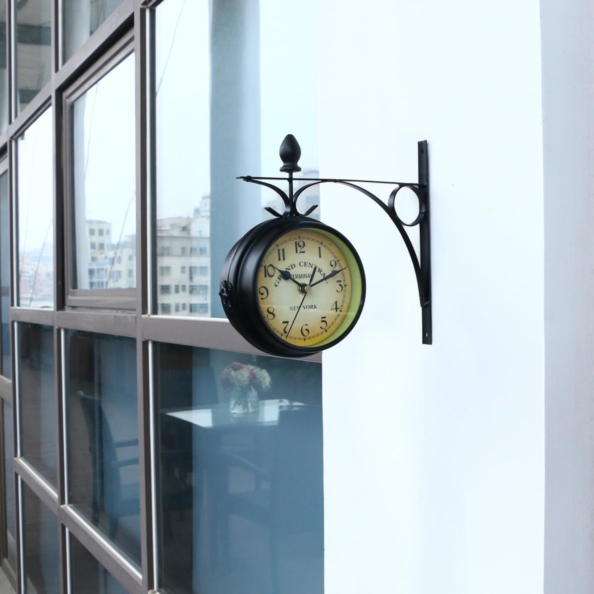 Reloj Estilo Europeo Clásico de Hierro de Pared de Doble Cara Negro