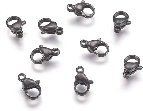 Vista 165 de Pandahall - 100 cierres de pinza de langosta de acero inoxidable, joyería de oro real de 24 quilates, cierre de langosta de 2 colores, cierre